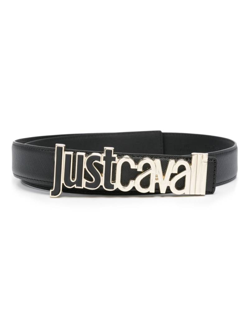 Just Cavalli logo-lettering leather belt - Black von Just Cavalli