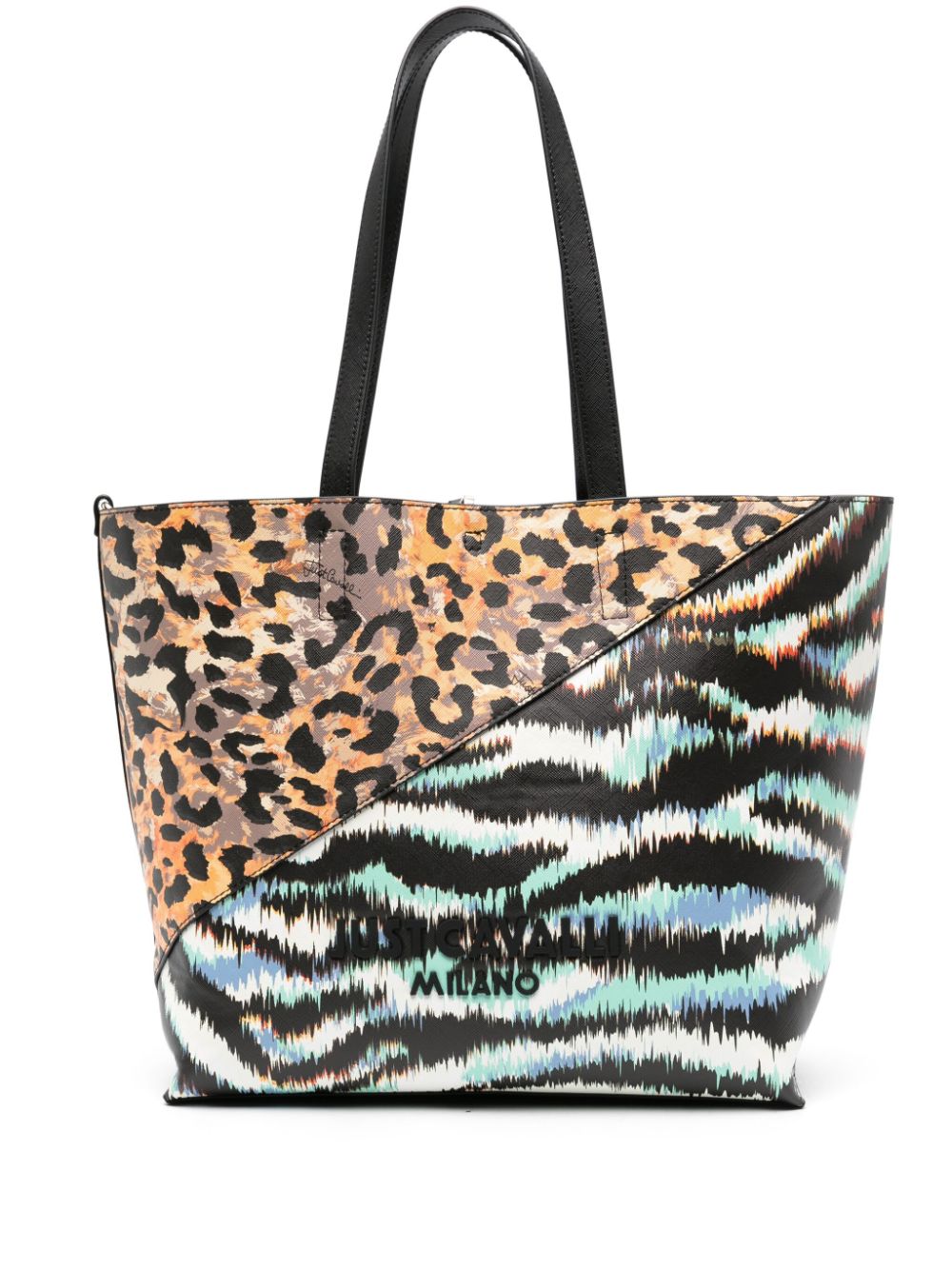 Just Cavalli logo-lettering mix-print tote bag - Orange von Just Cavalli