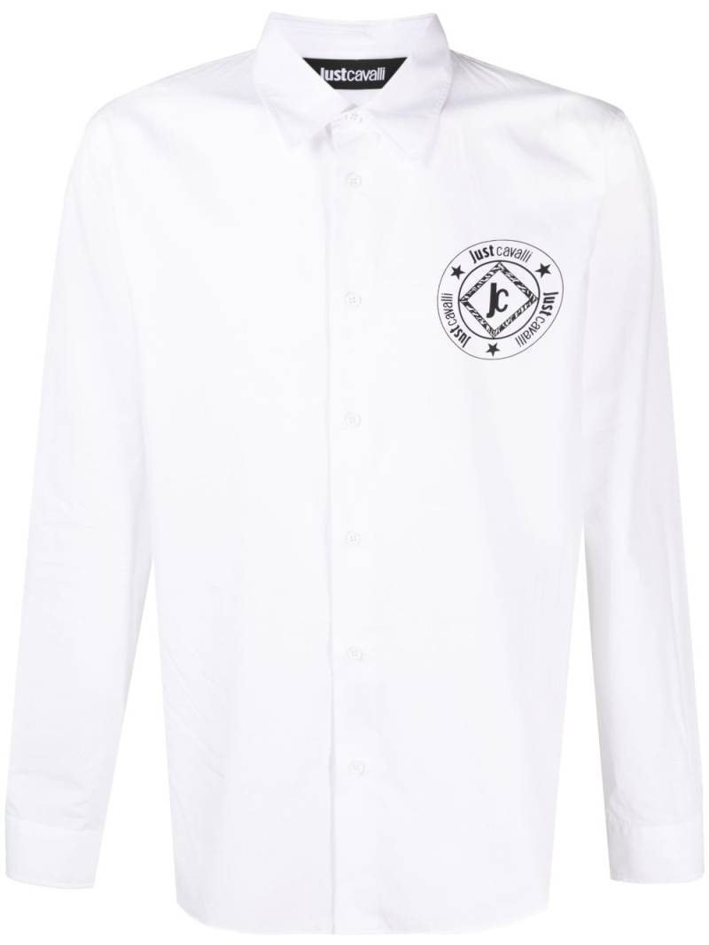 Just Cavalli logo-patch cotton shirt - White von Just Cavalli