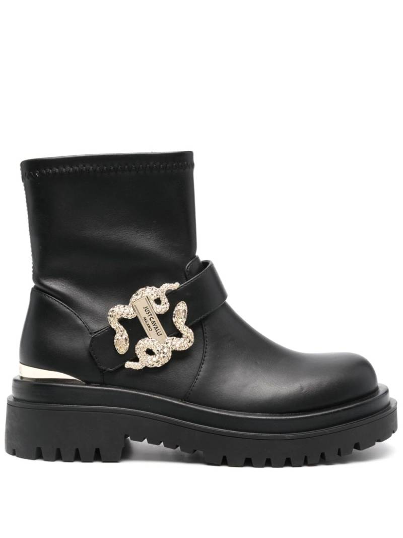 Just Cavalli logo-plaque ankle boots - Black von Just Cavalli