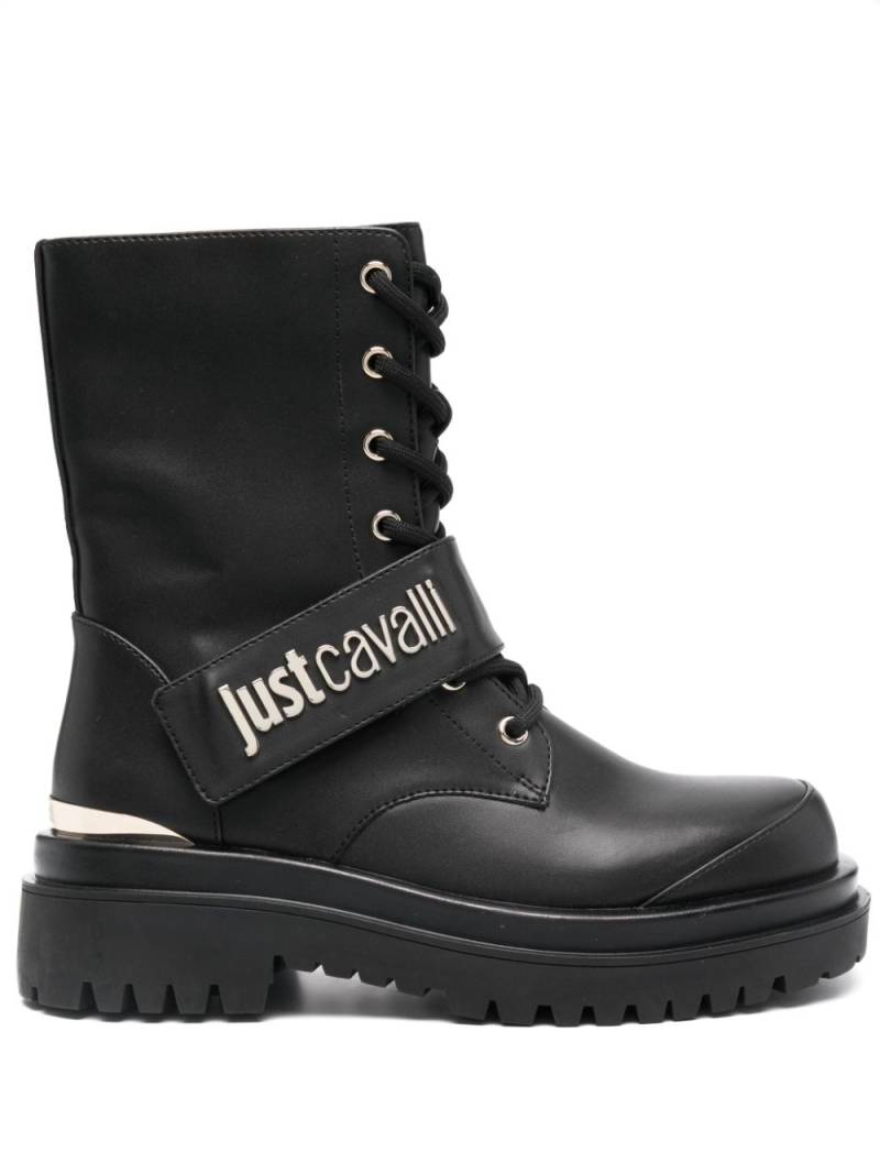 Just Cavalli logo-plaque combat boots - Black von Just Cavalli