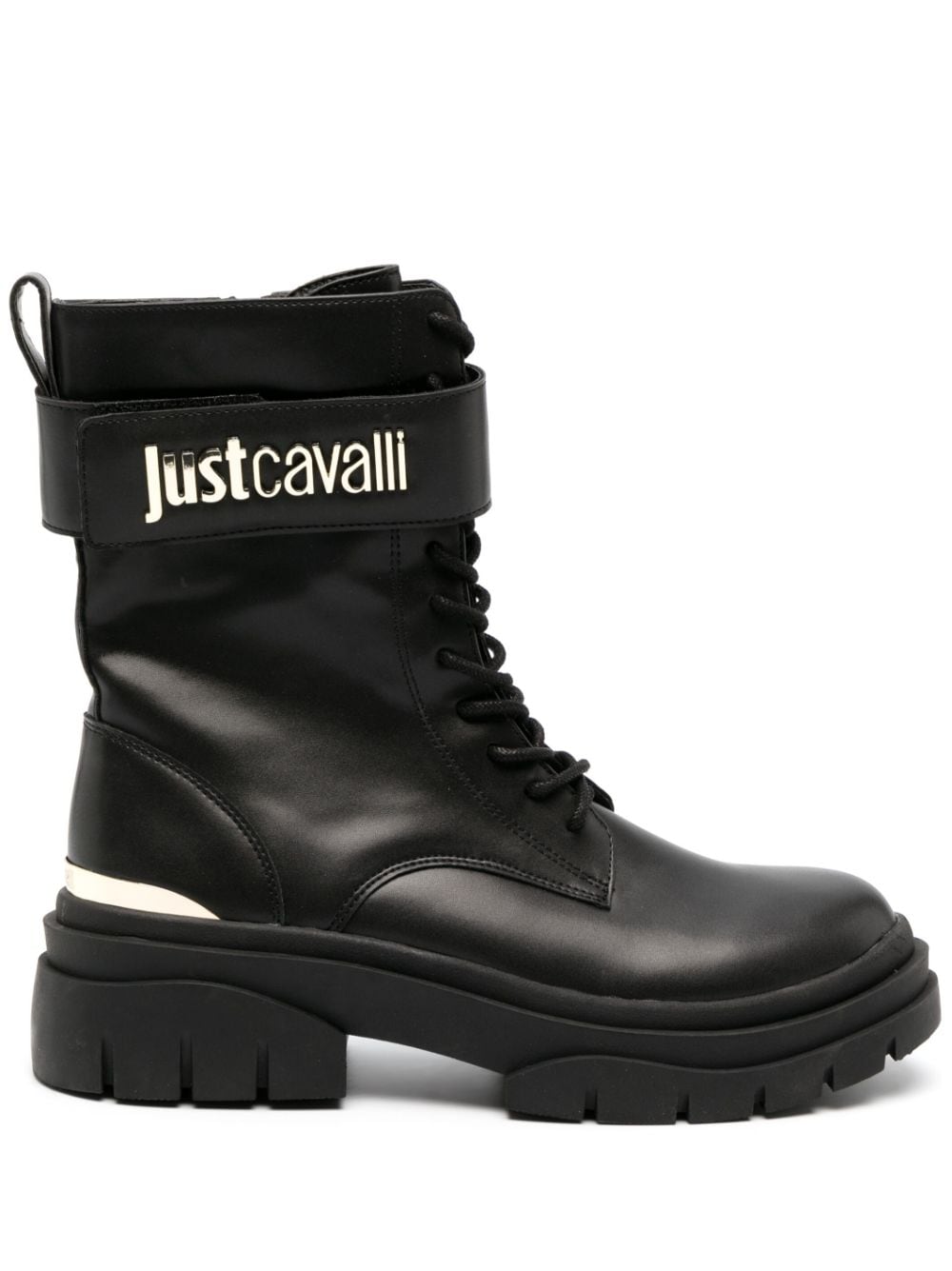 Just Cavalli logo-plaque leather boots - Black von Just Cavalli