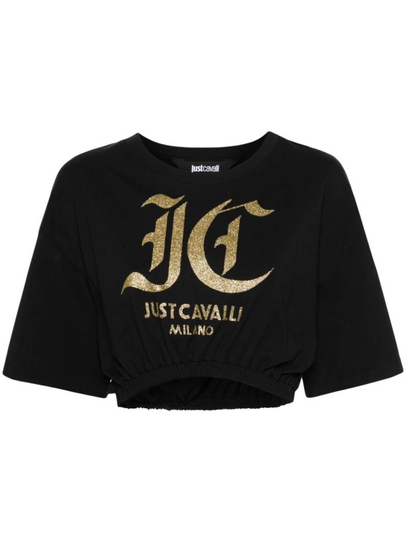 Just Cavalli logo-print cotton crop top - Black von Just Cavalli