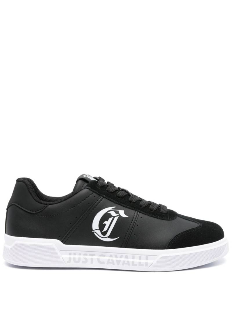 Just Cavalli logo-print leather sneakers - Black von Just Cavalli