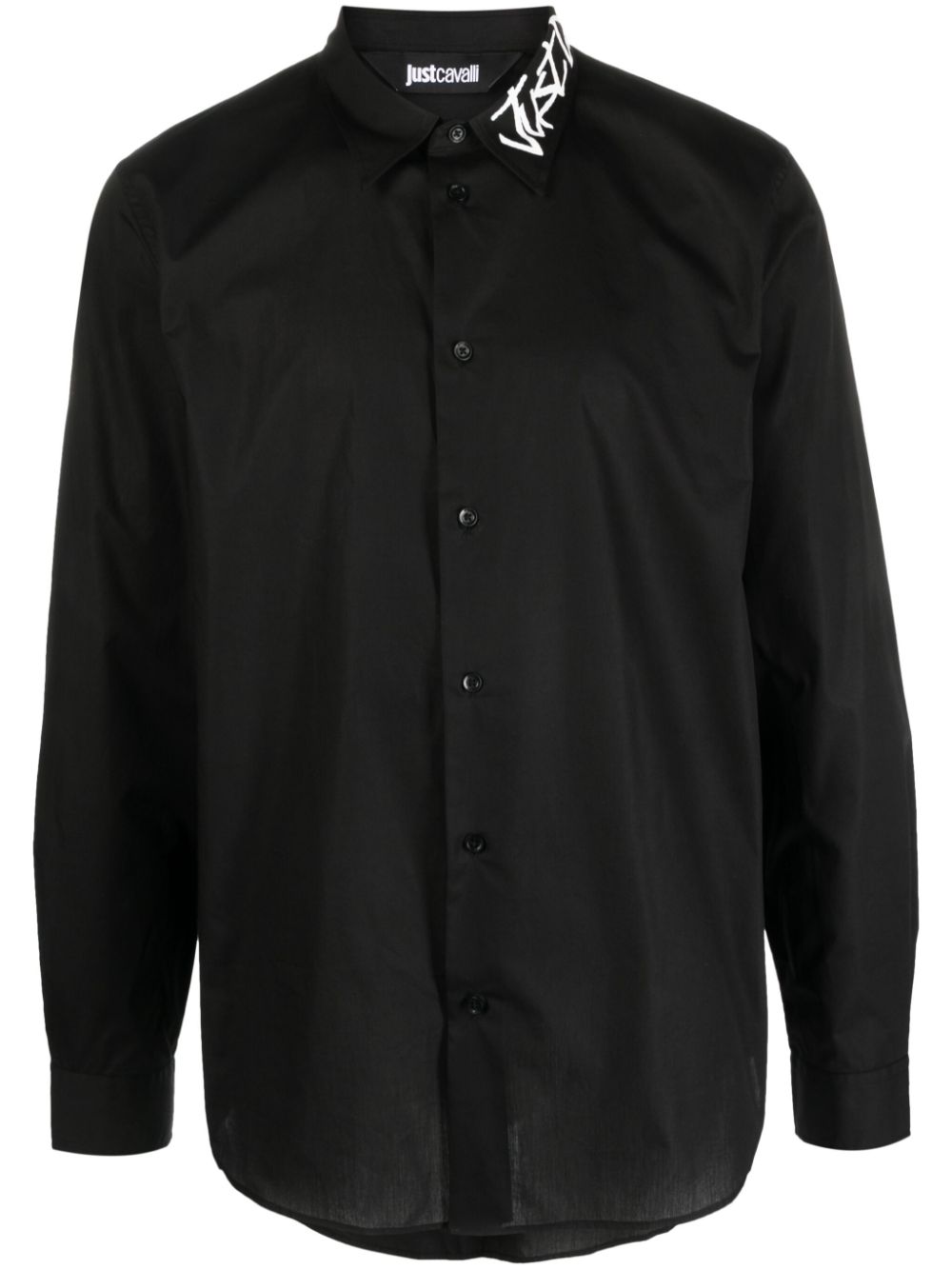 Just Cavalli logo-print long-sleeve cotton shirt - Black von Just Cavalli