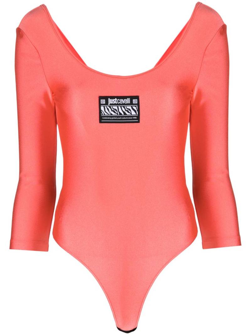 Just Cavalli logo print scoop neck body suit - Pink von Just Cavalli