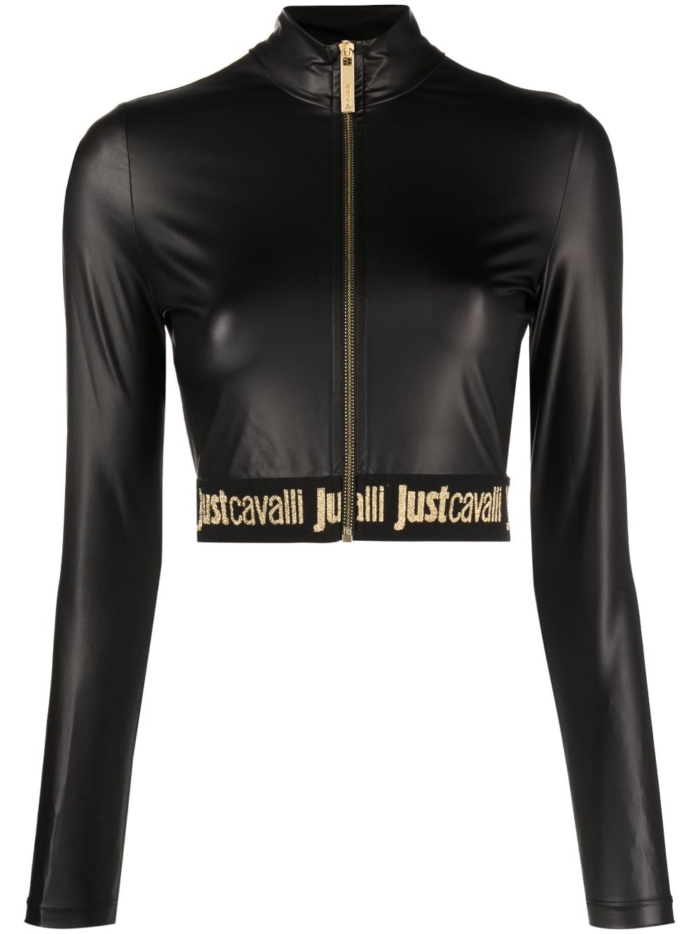 Just Cavalli logo-trim cropped jacket - Black von Just Cavalli