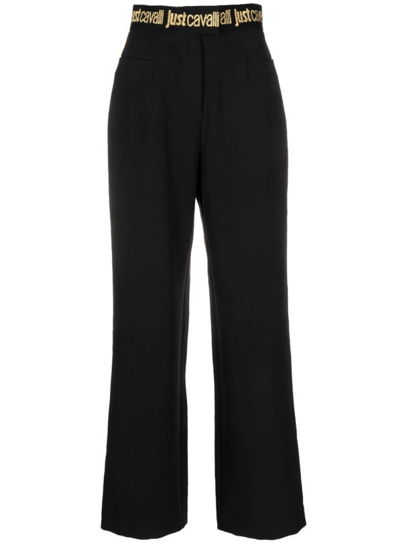 Just Cavalli logo-waistband wide-leg trousers - Black von Just Cavalli