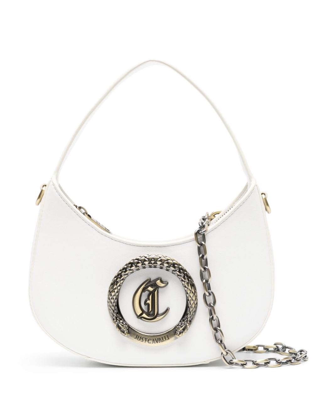 Just Cavalli metallic-snake detail faux-leather crossbody bag - White von Just Cavalli