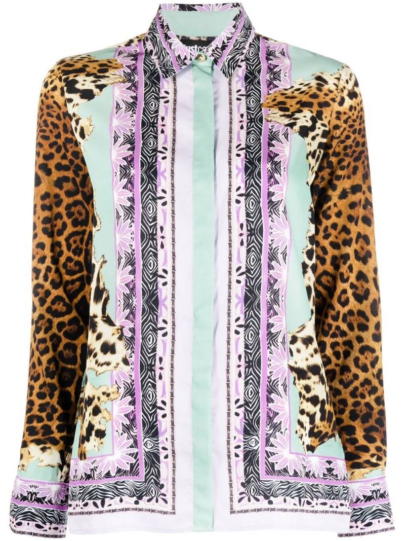 Just Cavalli mixed-print shirt - Green von Just Cavalli