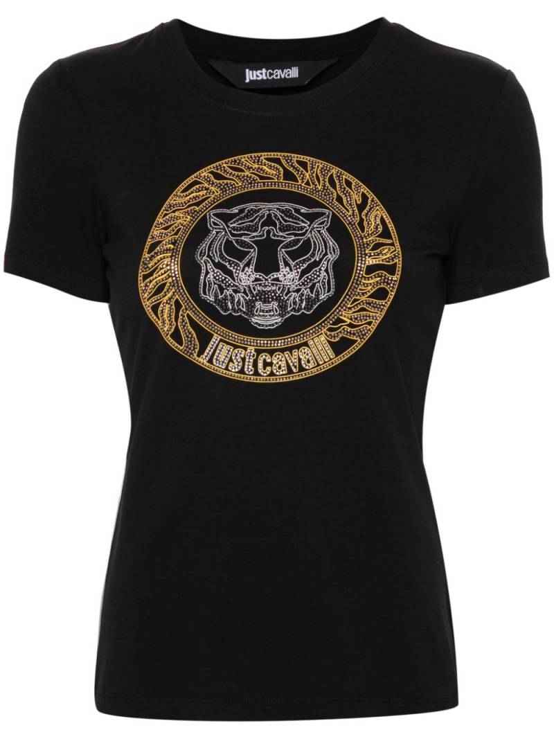 Just Cavalli rhinestone-embellished logo T-shirt - Black von Just Cavalli