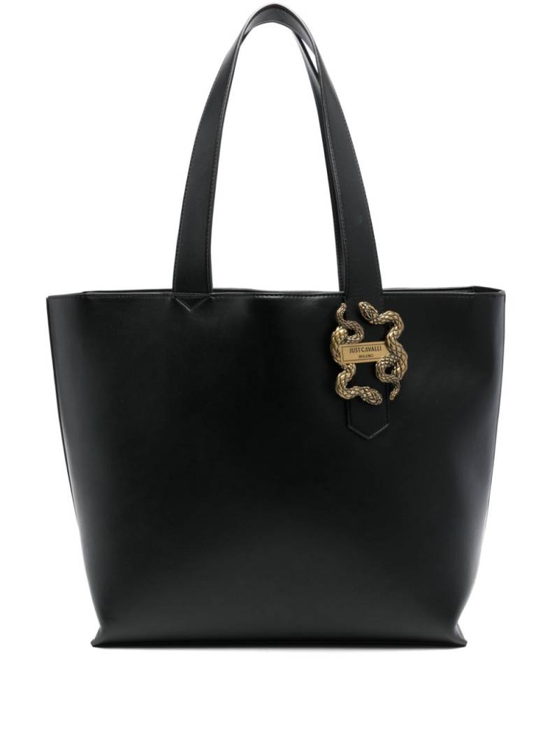 Just Cavalli snake-appliqué zipped tote bag - Black von Just Cavalli