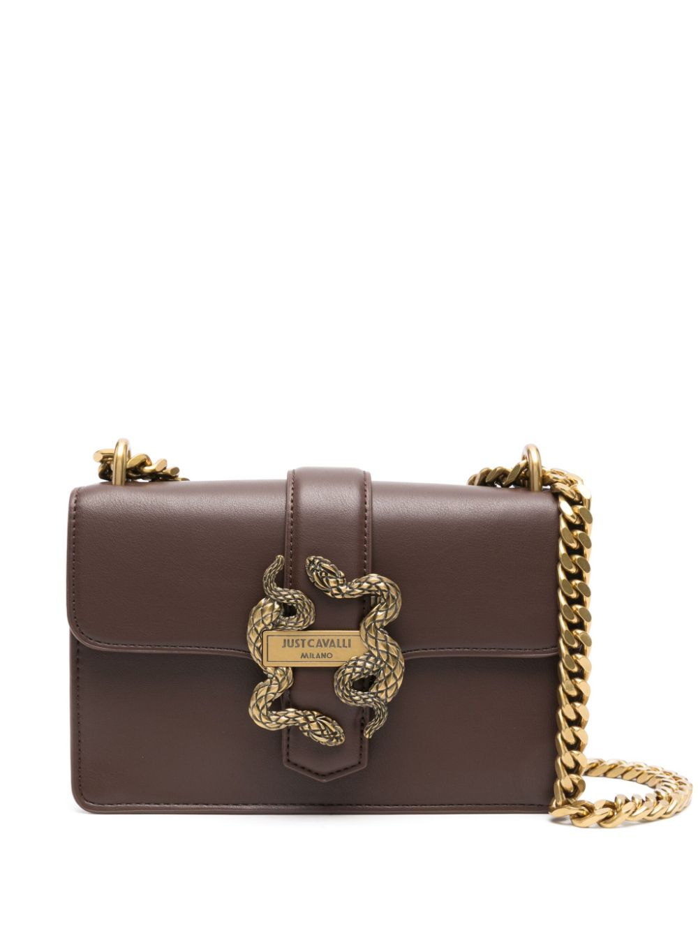 Just Cavalli snakes-plaque shoulder bag - Brown von Just Cavalli