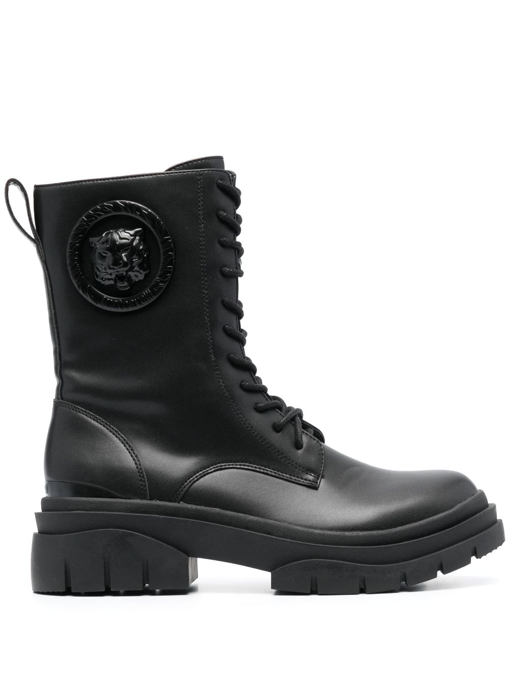 Just Cavalli tiger-appliqué combat boots - Black von Just Cavalli