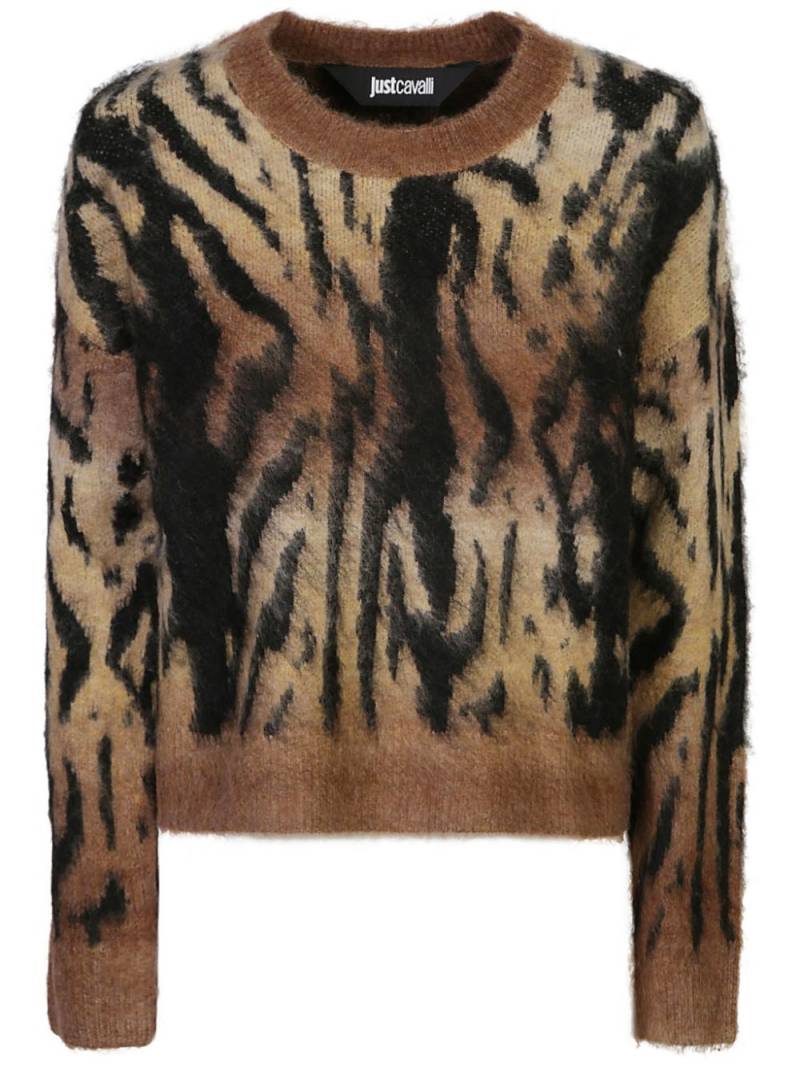 Just Cavalli tiger-print brushed jumper - Brown von Just Cavalli