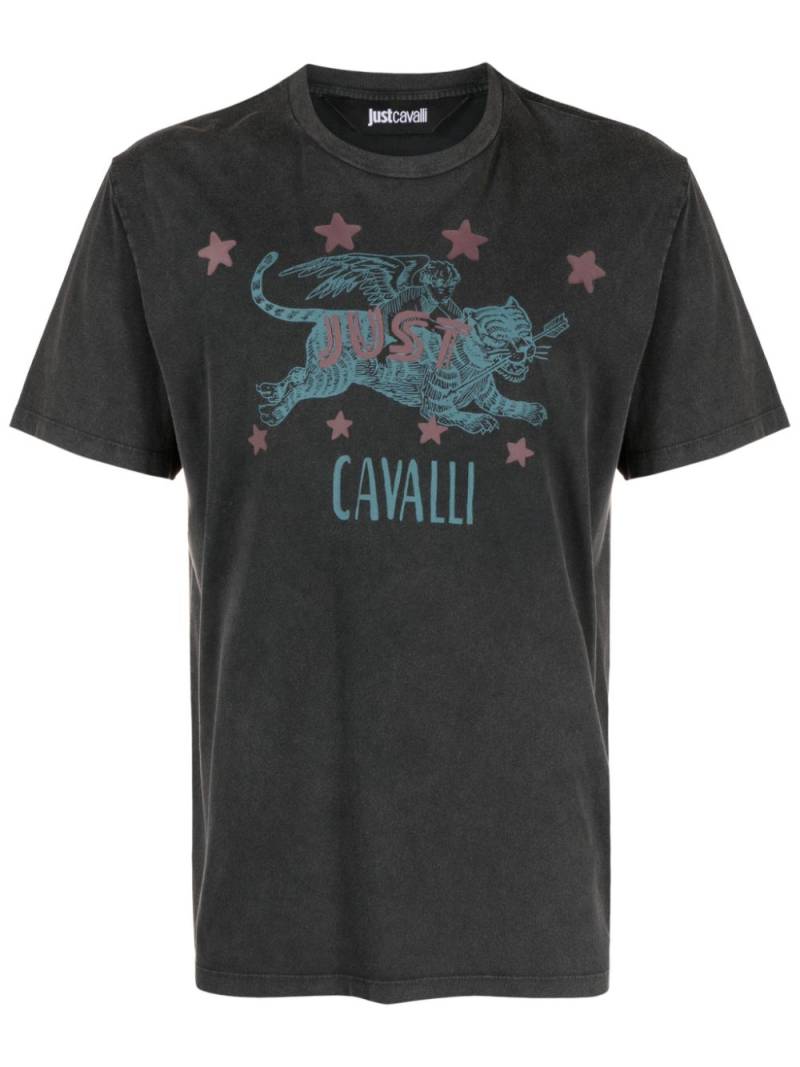 Just Cavalli tiger-print cotton T-shirt - Black von Just Cavalli