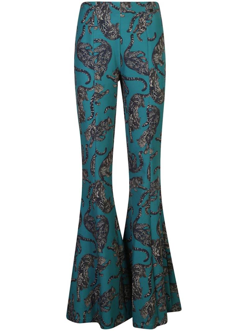 Just Cavalli tiger-print flared trousers - Green von Just Cavalli