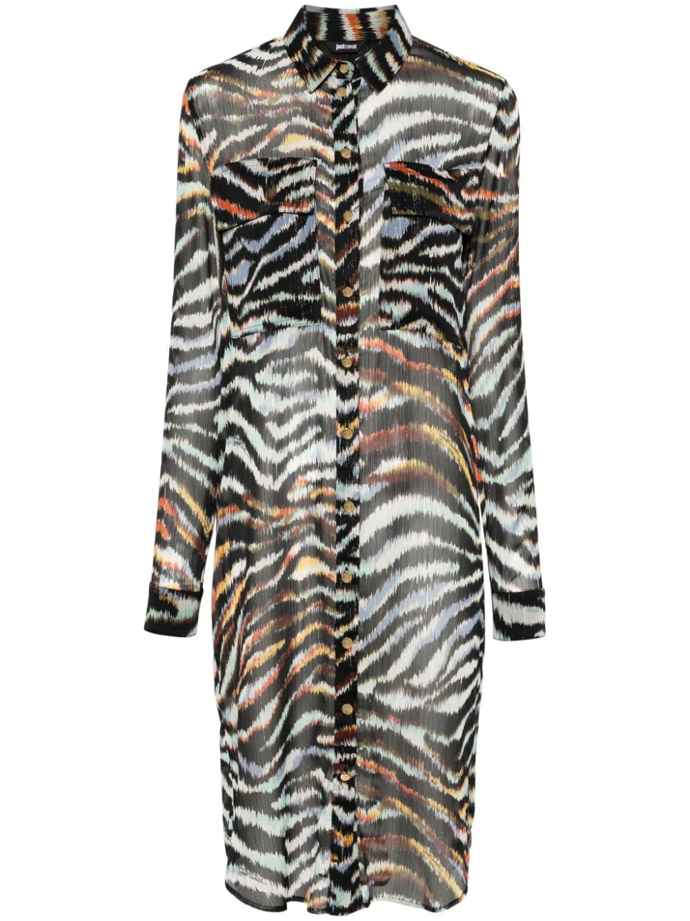 Just Cavalli zebra-print lurex shirtdress - Black von Just Cavalli