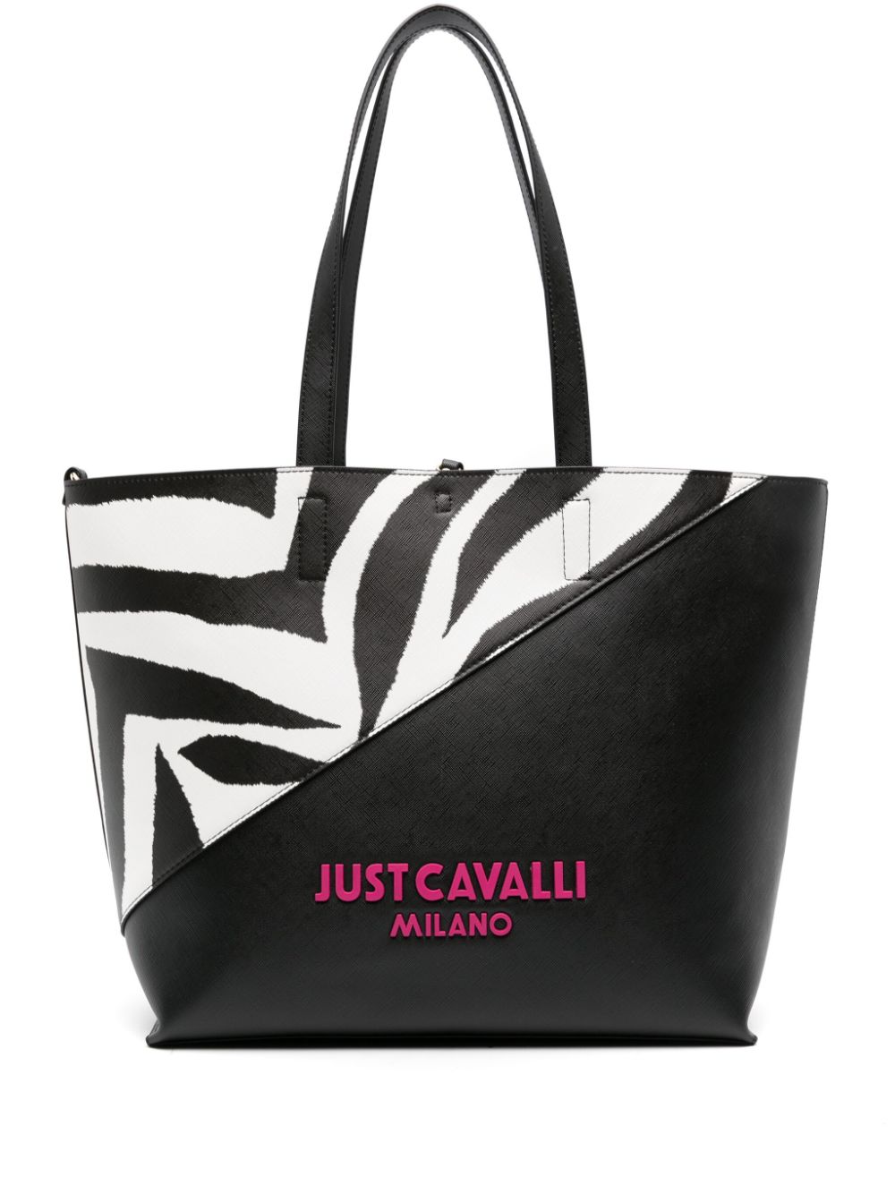 Just Cavalli zebra-print panelled tote bag - Black von Just Cavalli