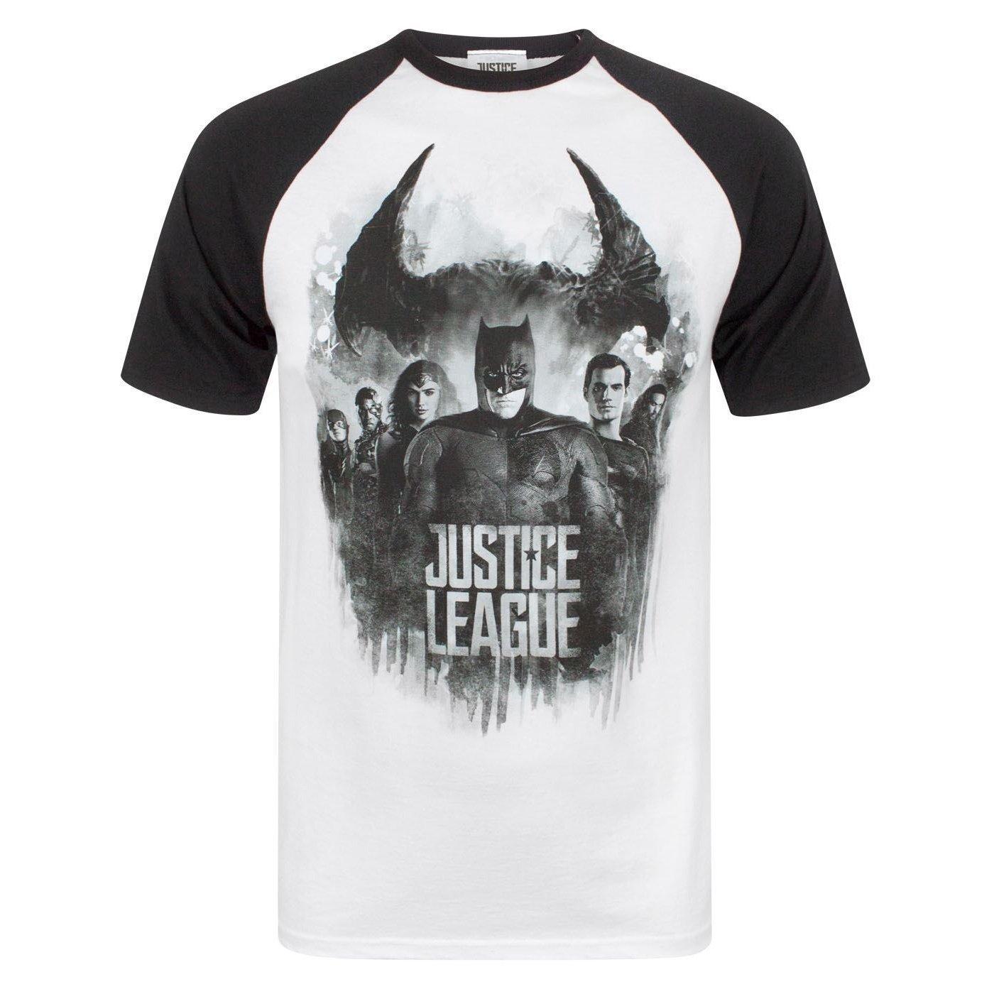 Justice League - Charakter Line Up Raglan TShirt, für Herren, Multicolor, Größe S von Justice League