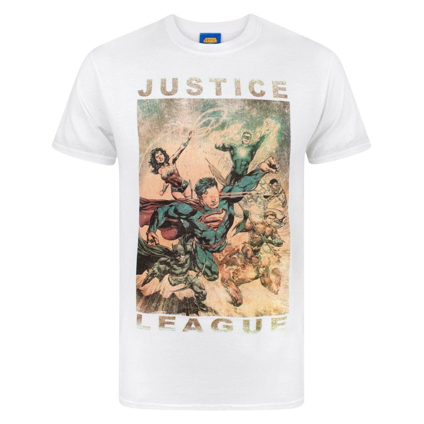 Justice League - Charakters Action TShirt, für Herren, Weiss, Größe L von Justice League