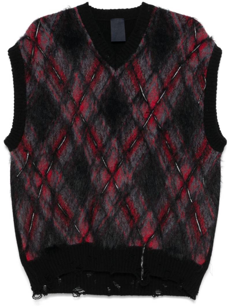 Juun.J argyle intarsia-knit vest - Black von Juun.J