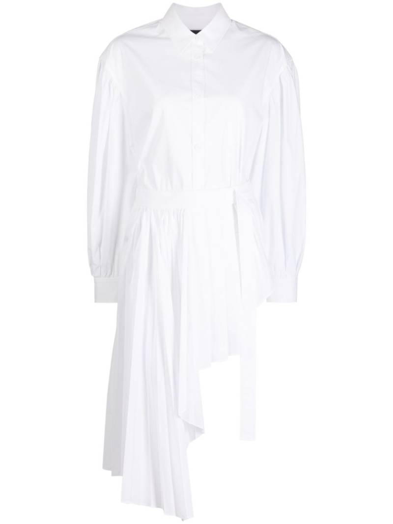 Juun.J asymmetric pleated mini shirtdress - White von Juun.J