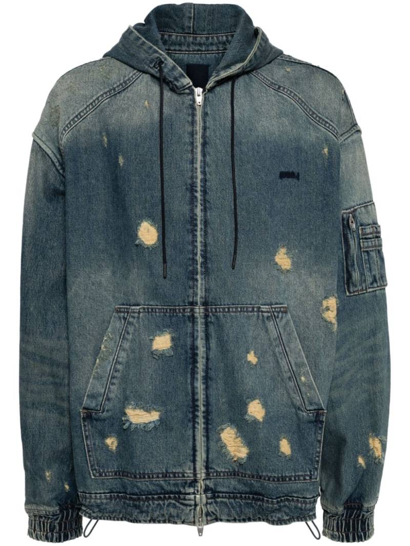 Juun.J distressed denim hooded jacket - Blue von Juun.J