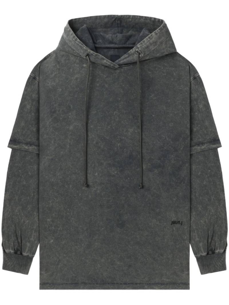 Juun.J double-layer cotton hoodie - Grey von Juun.J