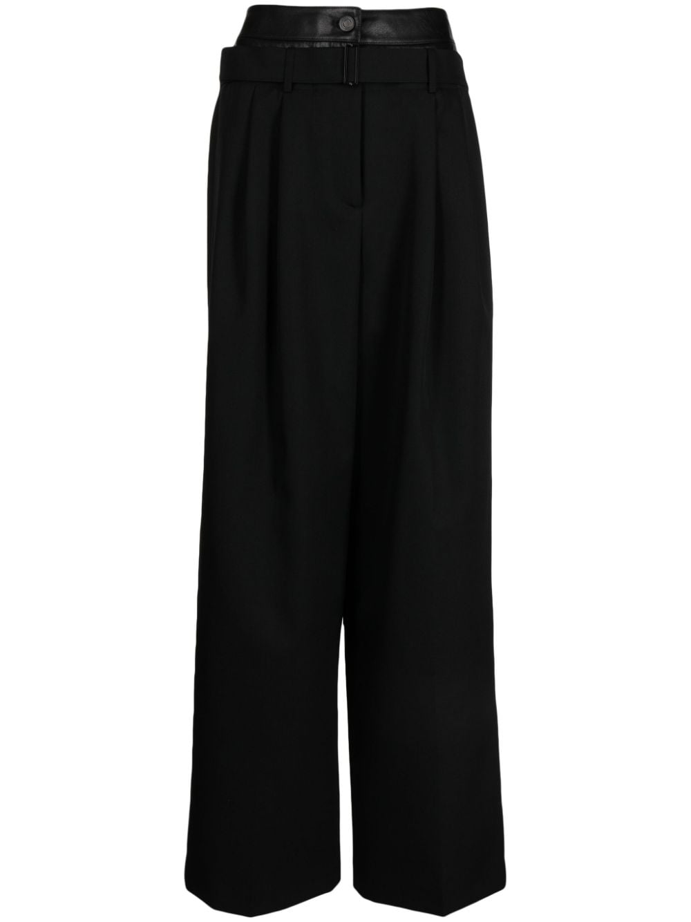 Juun.J double-layer wide-leg wool trousers - Black von Juun.J