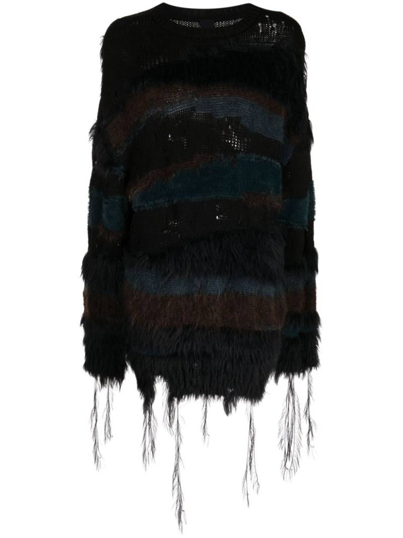 Juun.J faux-fur detailing open-knit jumper - Multicolour von Juun.J