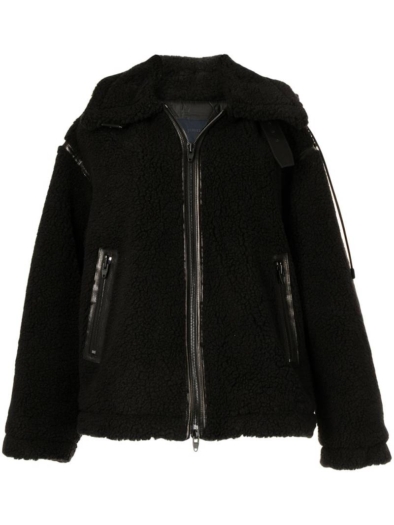 Juun.J faux-shearling oversized biker coat - Black von Juun.J