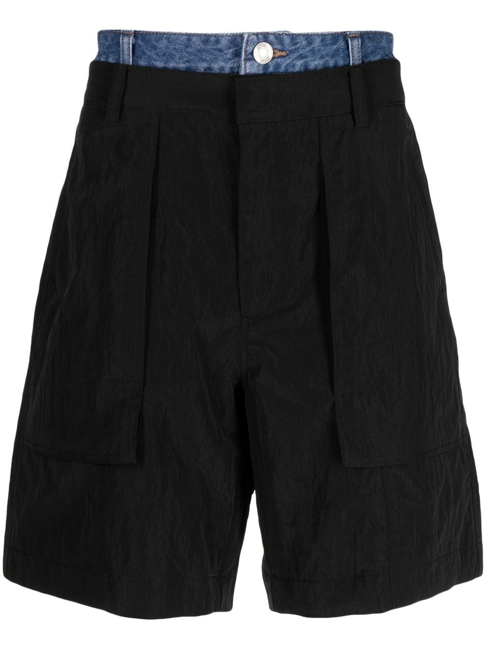 Juun.J layered pleated bermuda shorts - Black von Juun.J