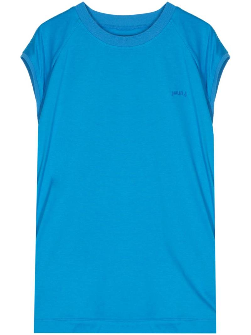 Juun.J logo-embroidered cotton T-shirt - Blue von Juun.J