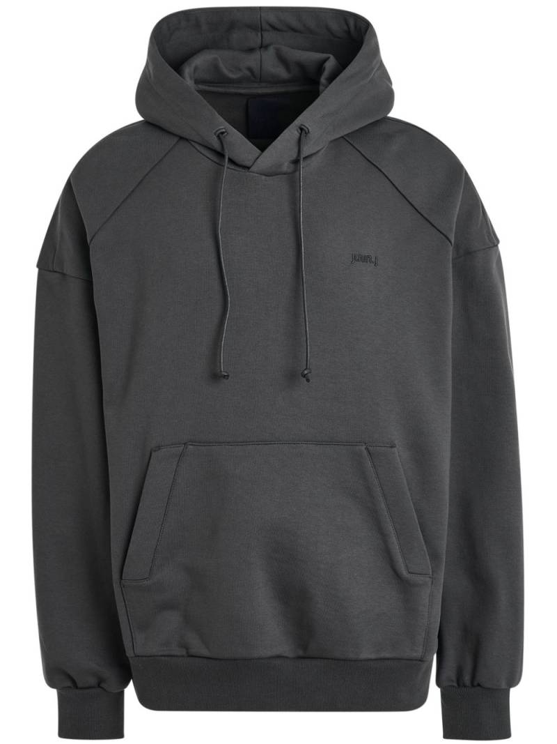 Juun.J logo-embroidered hoodie - Grey von Juun.J