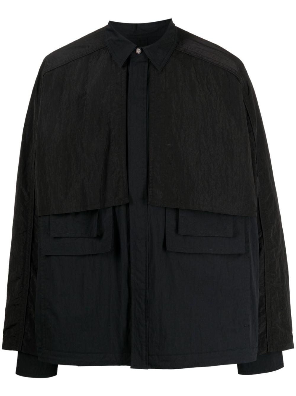 Juun.J panelled lightweight shirt jacket - Black von Juun.J