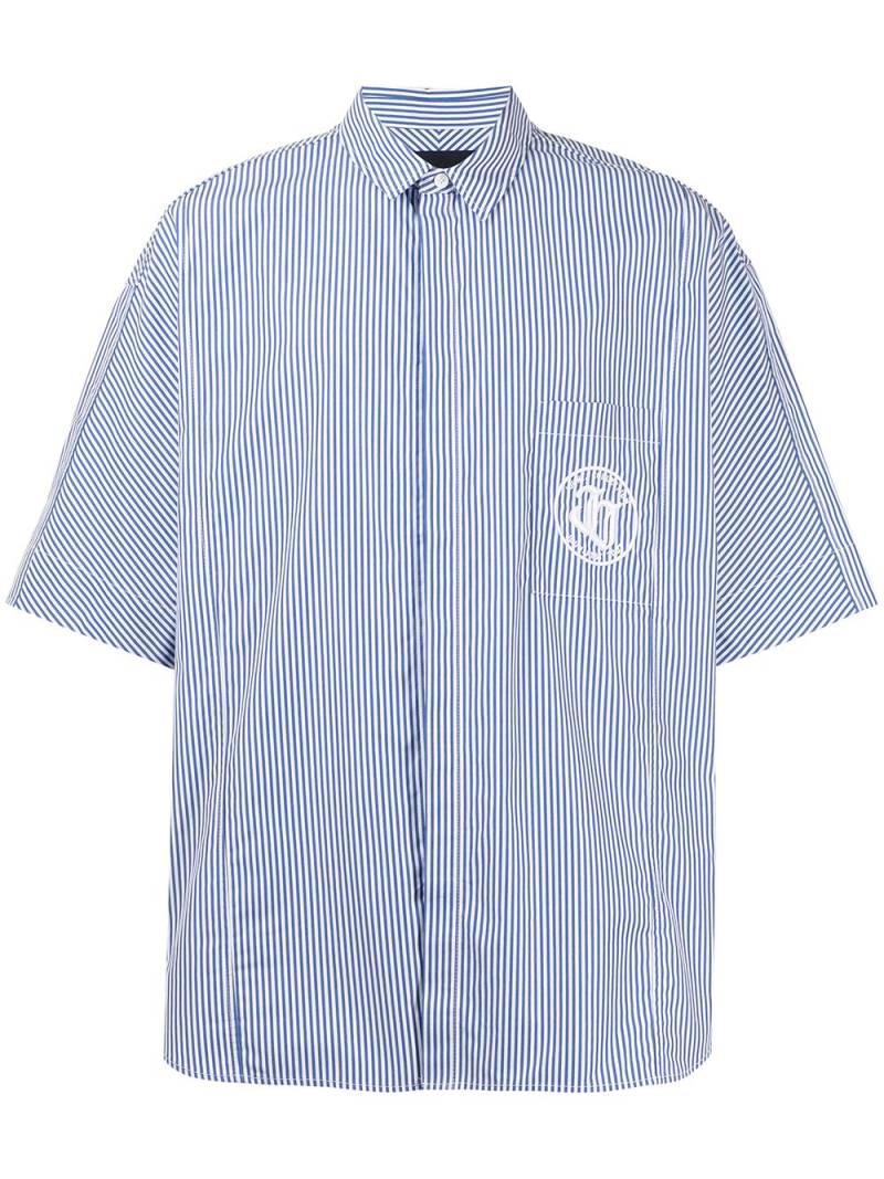 Juun.J striped short-sleeved shirt - Blue von Juun.J