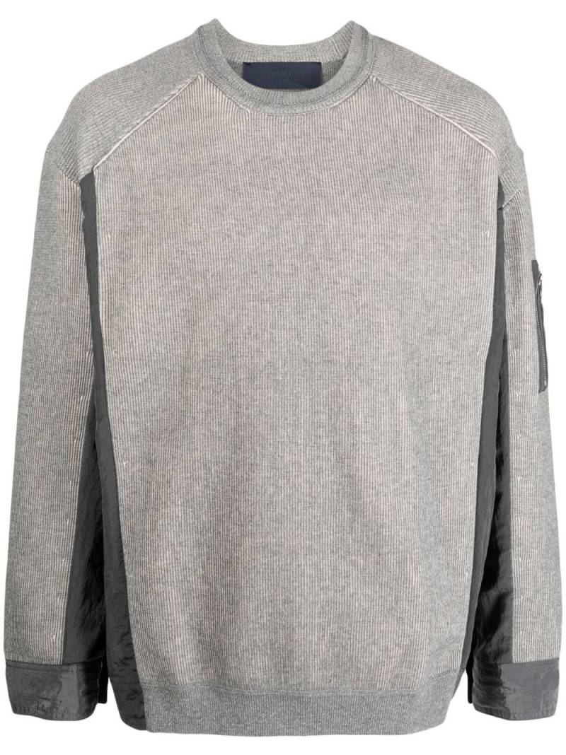 Juun.J two-tone ribbed-knit sweatshirt - Grey von Juun.J