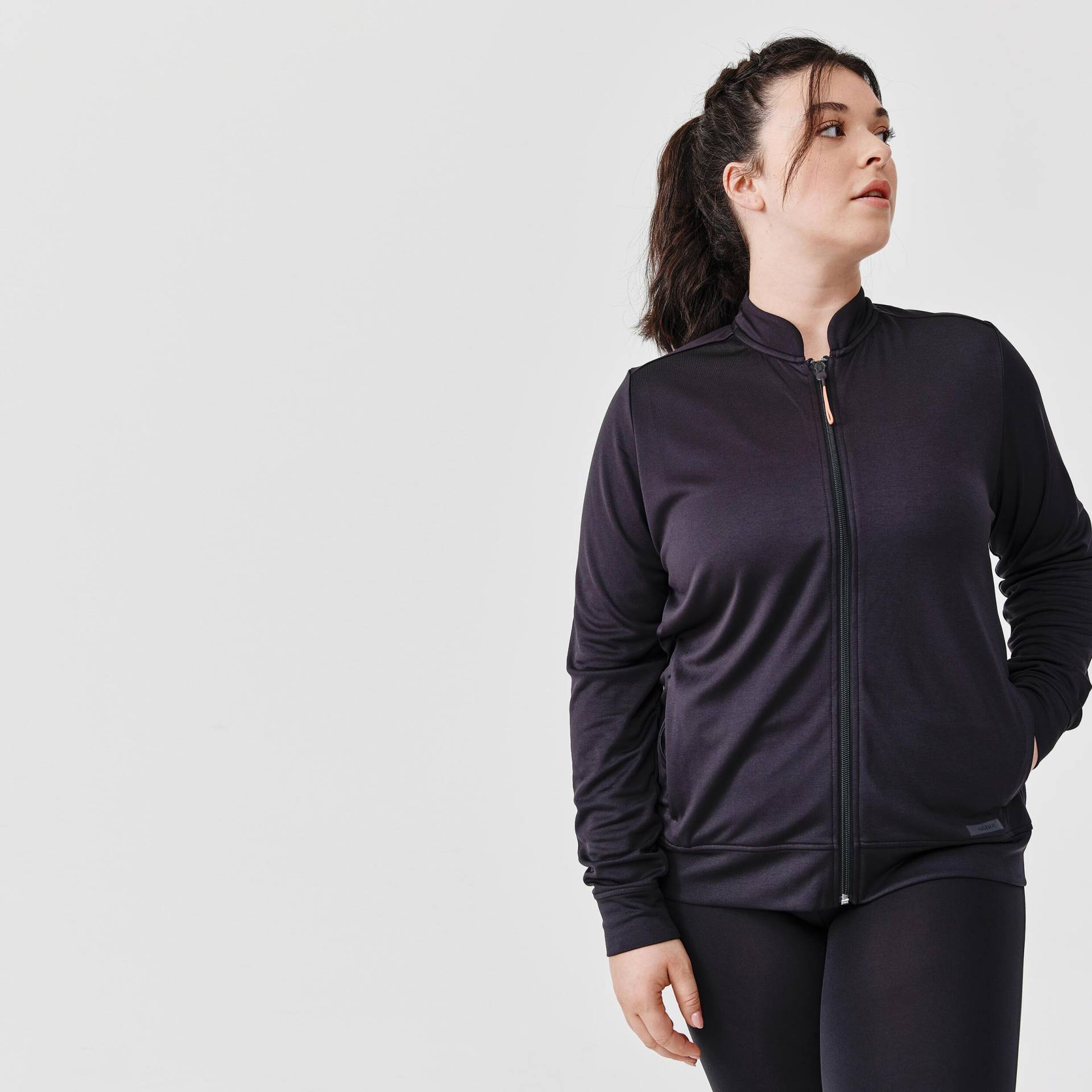 KALENJI - Langarmshirt RUN 100 DRY, für Damen, Charcoal Black, Größe 48 von KALENJI