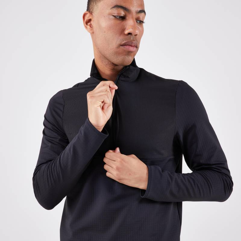 Langarmshirt - Run 500 Warm Herren Schwarz Leicht M von KALENJI