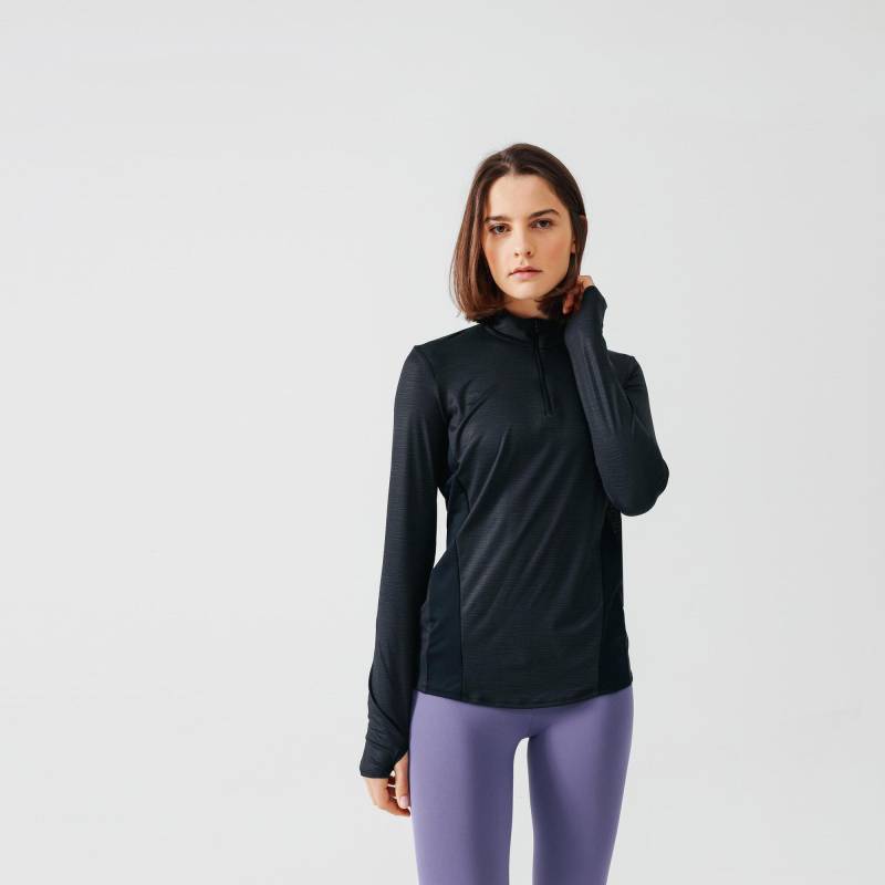 Langarmshirt - Run Dry + Damen Schwarz Leicht 36 von KALENJI