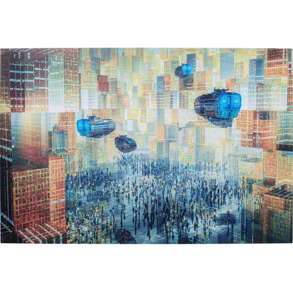 Glasbild 3D Future City 150x100 von KARE DESIGN