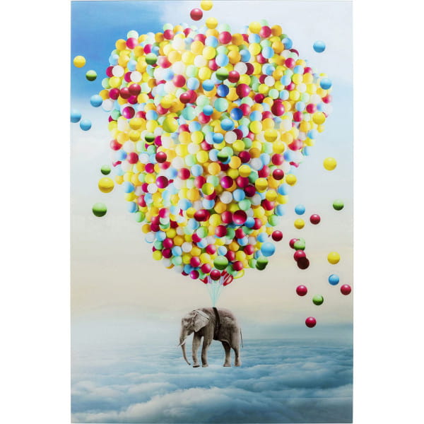 Glasbild Balloon Elephant 100x150 von KARE DESIGN
