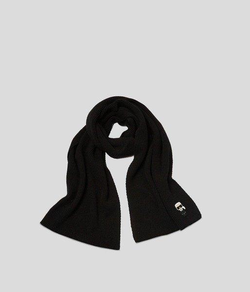 Kikonik Patch Knit Scarf-0 Damen Schwarz ONE SIZE von KARL LAGERFELD