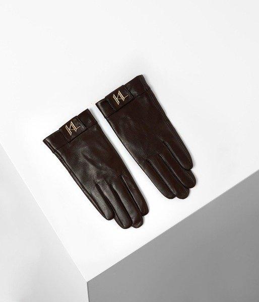 Saddle Glove-l Damen Braun L von KARL LAGERFELD