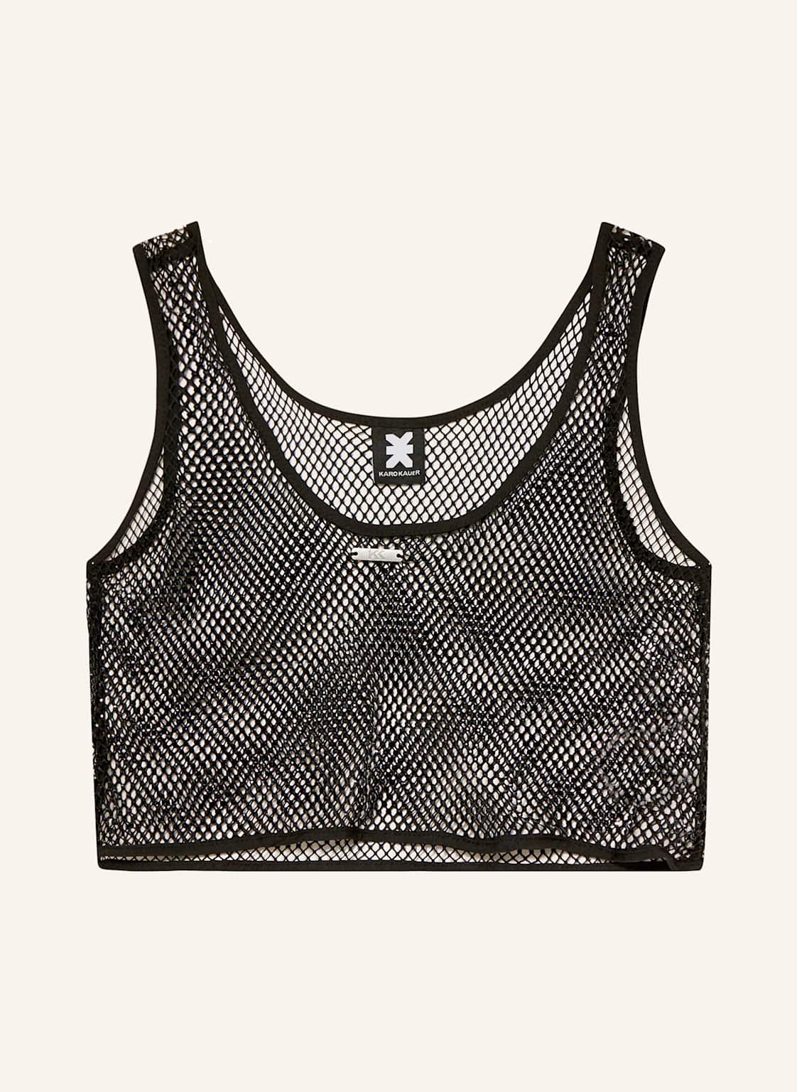 Karo Kauer Cropped-Top Mit Schmucksteinen schwarz Karo Kauer Cropped-Top Mit Schmucksteinen schwarz von KARO KAUER