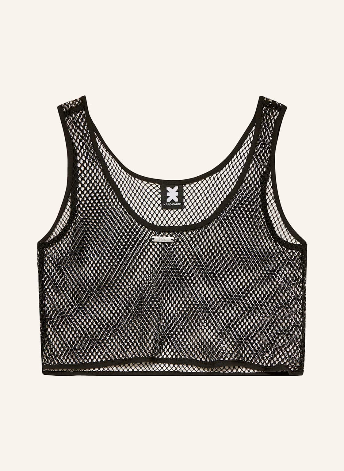 Karo Kauer Cropped-Top Mit Schmucksteinen schwarz von KARO KAUER