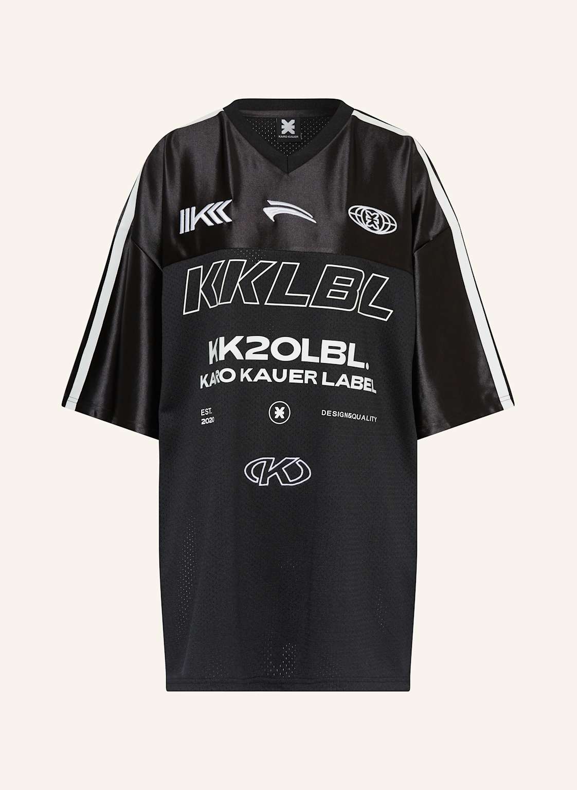Karo Kauer T-Shirt Im Materialmix schwarz Karo Kauer T-Shirt Im Materialmix schwarz von KARO KAUER