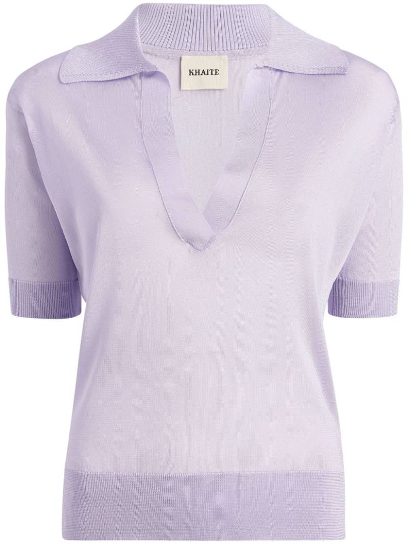 KHAITE The Julita V-neck polo top - Purple von KHAITE