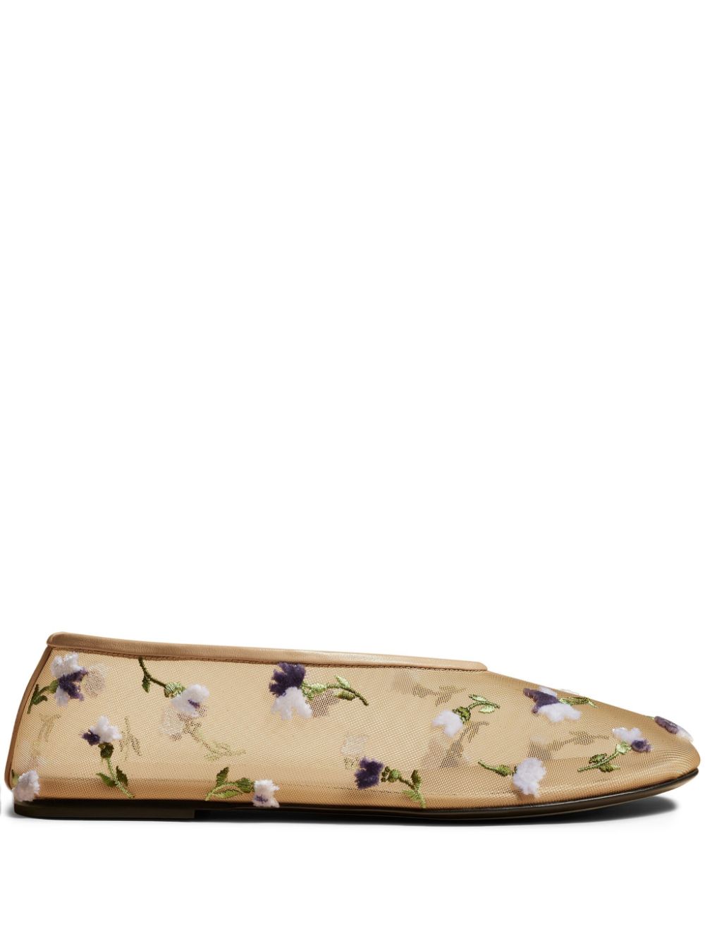 KHAITE The Marcy floral-embroidered ballerina shoes - Neutrals von KHAITE